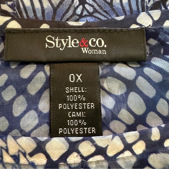 STYLE & CO - One Size Sheer Blue And White Pullover Coverup No Sleeves - Picture 10 of 10